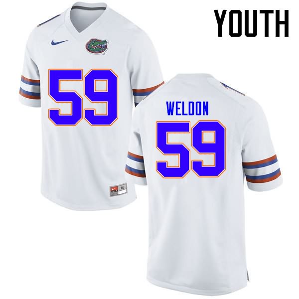 NCAA Florida Gators Danny Weldon Youth #59 Nike White Stitched Authentic College Football Jersey FRQ8364PS